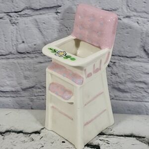 Vintage 50's-60's Block Pottery PINK Ceramic Baby High Chair Planter